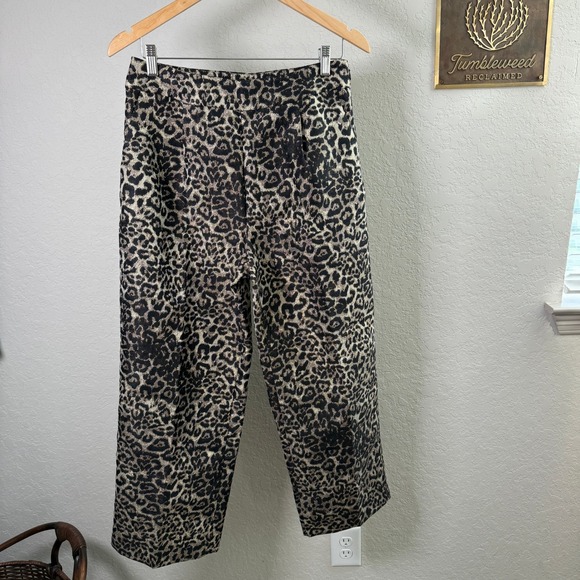 All Saints Leopard Print Gold Metallic Wide Leg Pants Women's Size 6 NEW - Picture 3 of 8